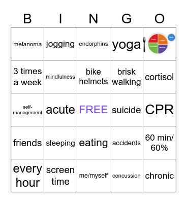 Self-Management Bingo Card