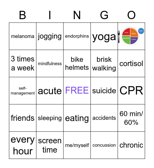 Self-Management Bingo Card