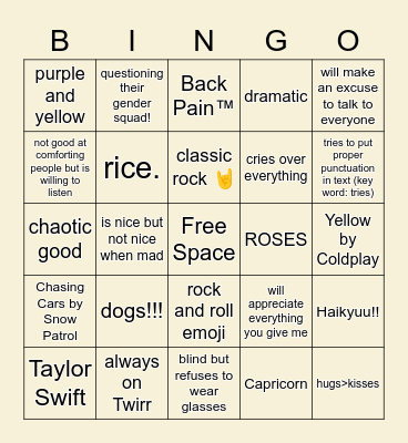 how similar are we? Bingo Card