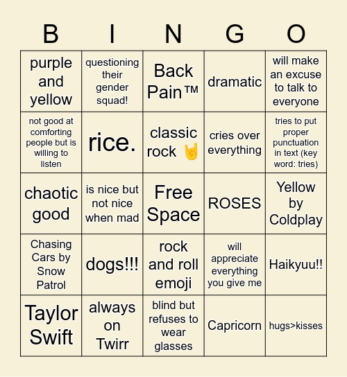 how similar are we? Bingo Card