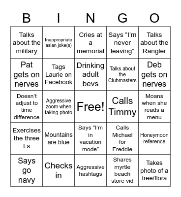 DEB AND PAT TAKE ON HAWAII Bingo Card