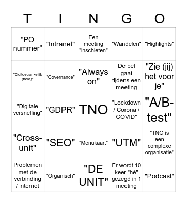 T (I) N (G) O Bingo Card