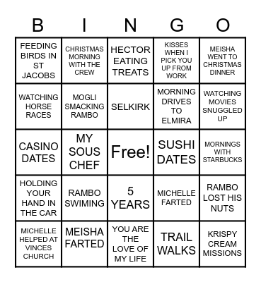 OUR 5 YEAR BINGO GAME Bingo Card