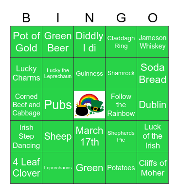 Staffing Administration St. Patrick's Day BINGO Card