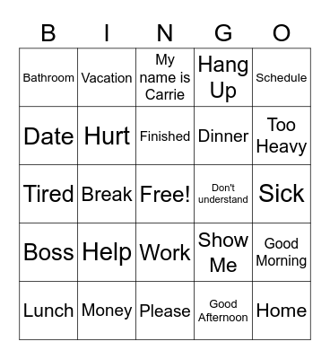 Project Life Words Bingo Card