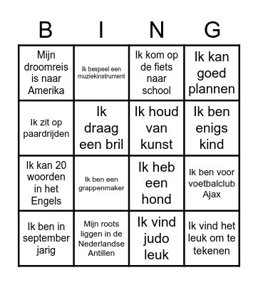 Groep 8 Bingo Card