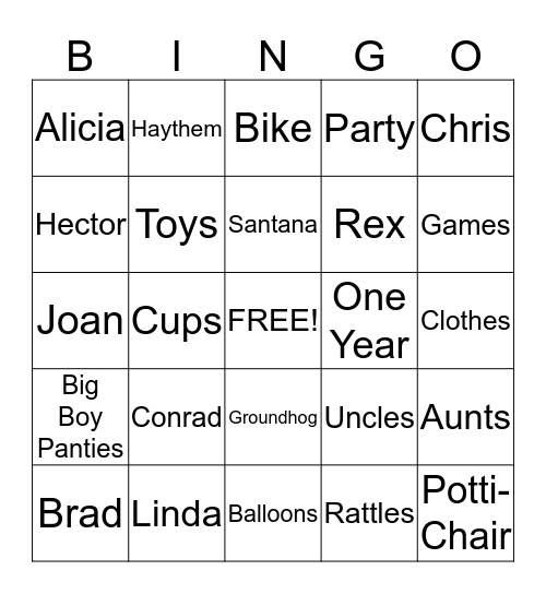 Conrad's Bingo Card