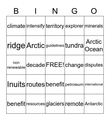 North Pole Bingo Card