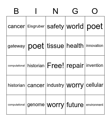 Bioengineering Bingo Card