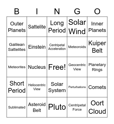 Physical Science Module 11 Bingo Card