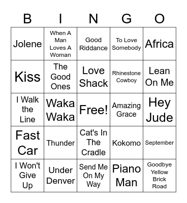 Friday Fun Bingo Card