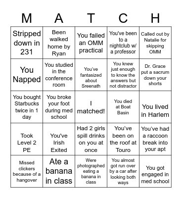 MATCH DAY 2021 Bingo Card