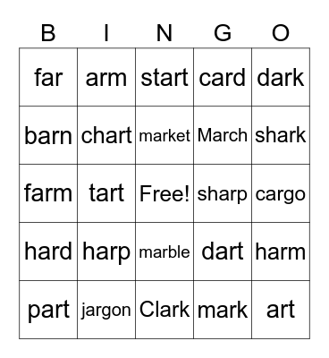 AR  Bingo Card