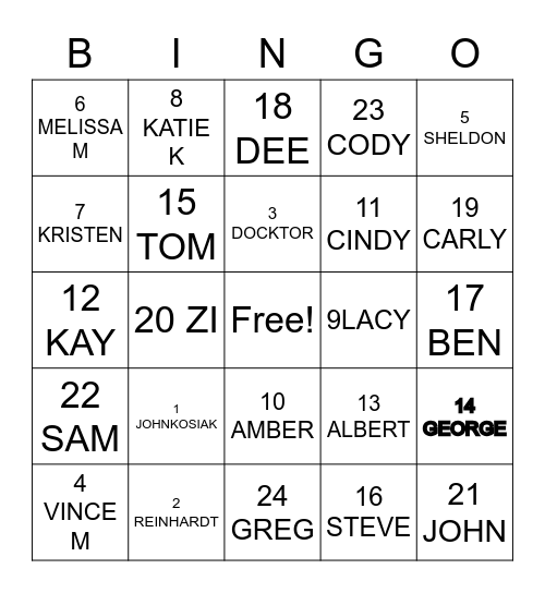 W I S H E K 5K Bingo Card
