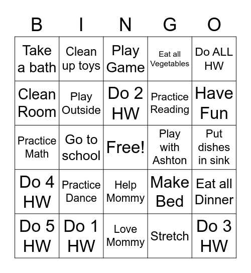 Tino's Bingo! Bingo Card