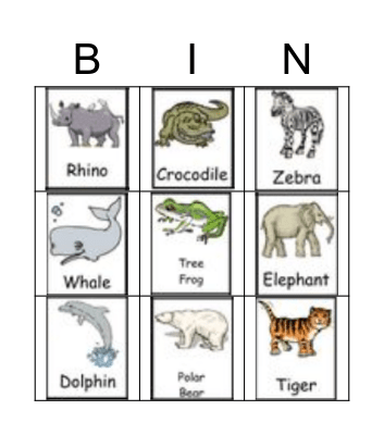Endangered animals Bingo Card