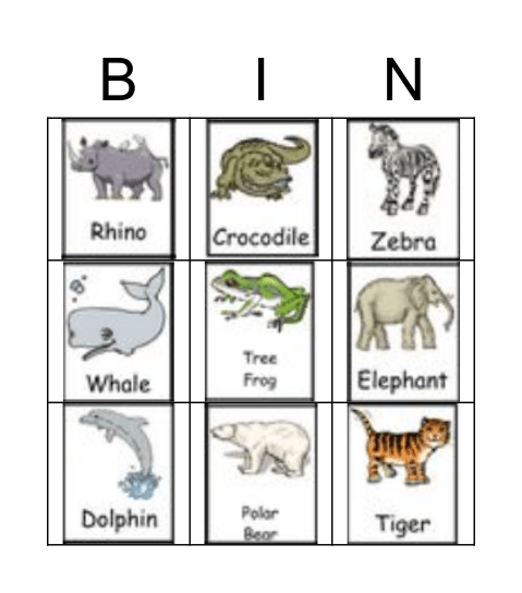 Endangered animals Bingo Card