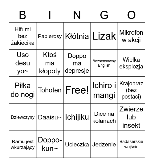 HM Bingo Card