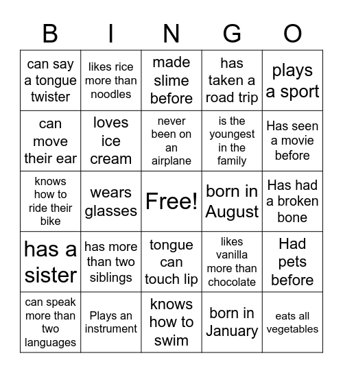 Let's Bingo Card