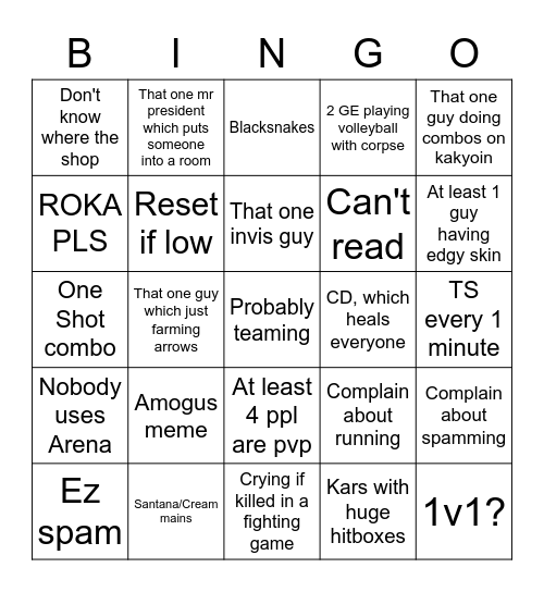 ABW Bingo Card