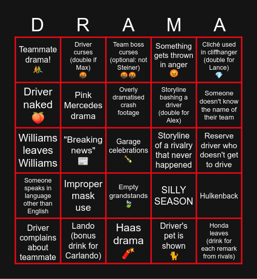 DTS Season 3 Bingo Card