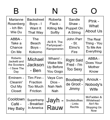 Swingo Bingo - Ronde 1 Bingo Card