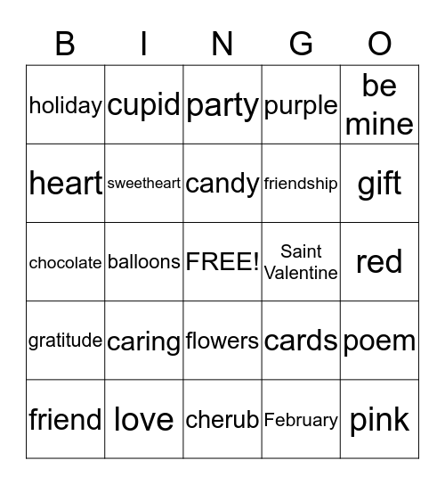 Valentine's Bingo Card