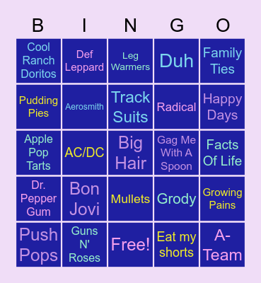 80's BINGO Card