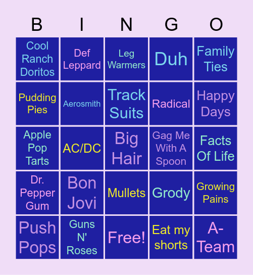 80's BINGO Card