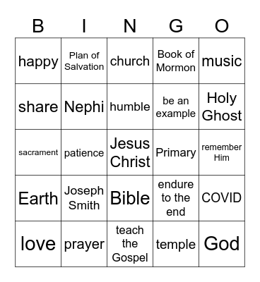 General Conference Bingo Card