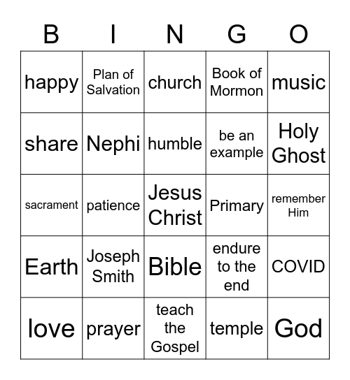 General Conference Bingo Card