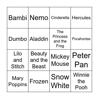 Disney Quotes Bingo Card