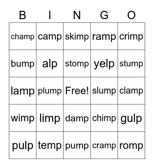 -lp and -mp bingo Card