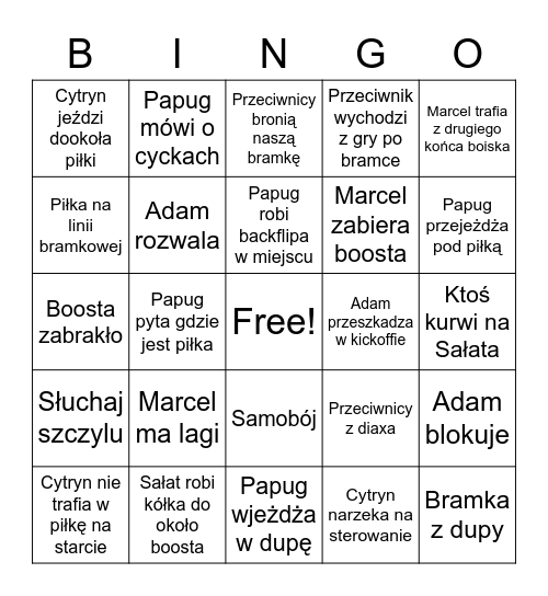 Dzbanowe Rocket L Bingo Card