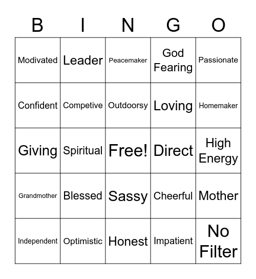 Phyllis' Birthday Bingo Card