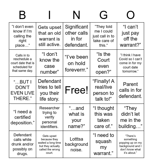 Phonez Bingo Card