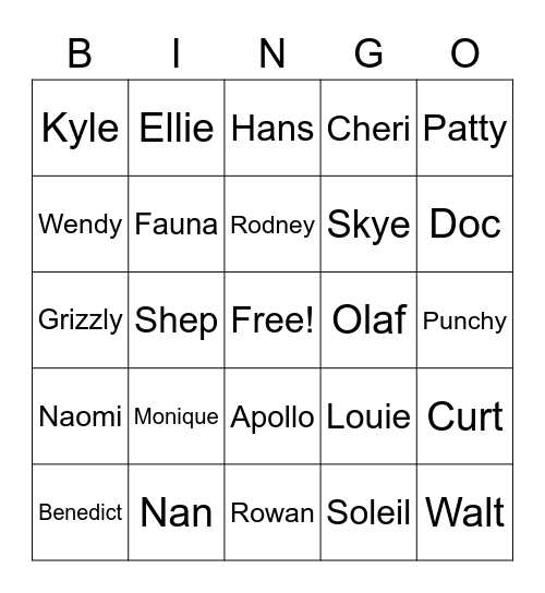 Animal Crossing Bingo Card