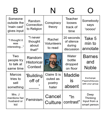 Lit Class Bongo Bingo Card