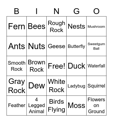 Spring Scavenger Hunt Bingo Card