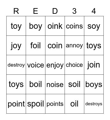 Red 34 Bingo Card