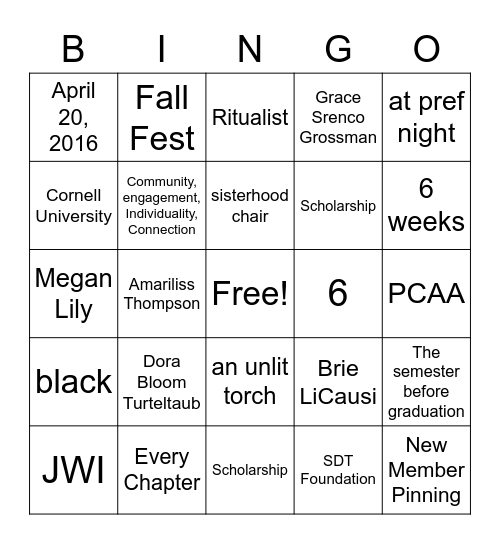 SDT Trivia Bingo Card 1 Bingo Card
