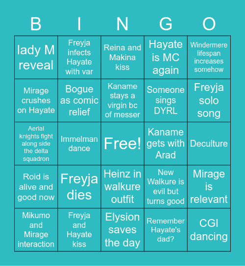 Delta movie Bingo Card