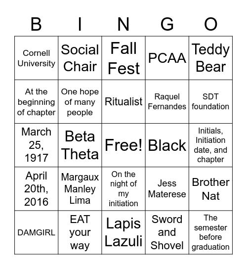 SDT Trivia Bingo Cards Bingo Card