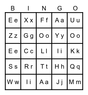 Alphabet Bingo Card