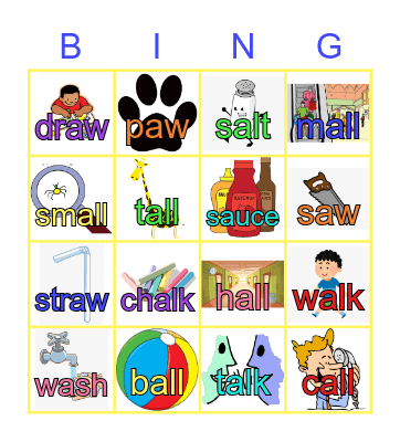 Phonics Bingo Card