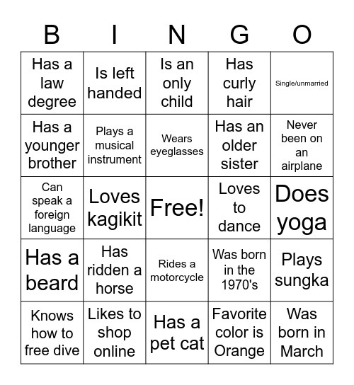MPW Human Bingo Card
