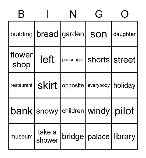 BINGO GAME Bingo Card
