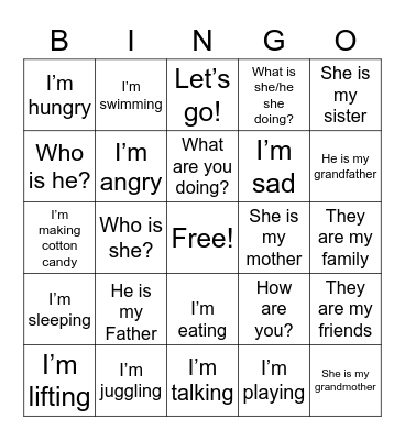 Cool Kids Bingo Card