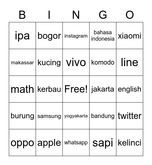 zla lagi ngamuk Bingo Card