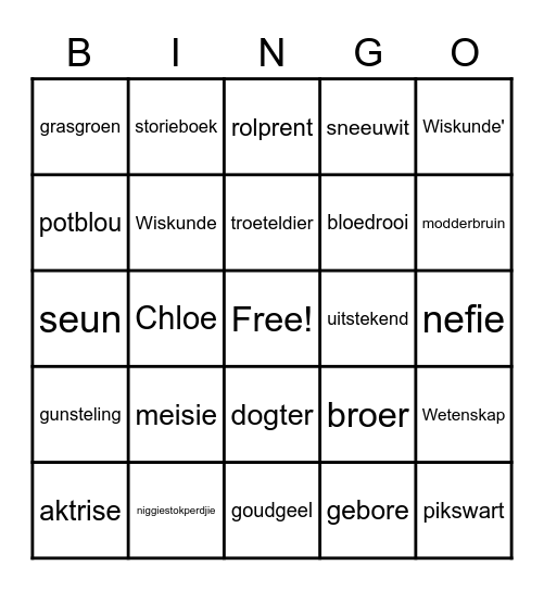 Ontmoet 'n ster Bingo Card